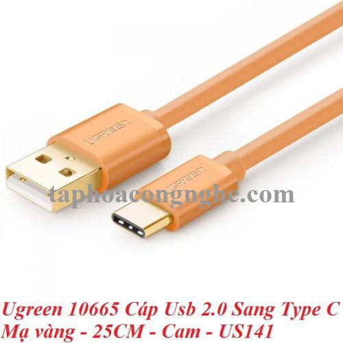 Ugreen 10665 25CM Màu Cam Cáp Usb 2.0 Sang Type C mạ vàng US141 30010665